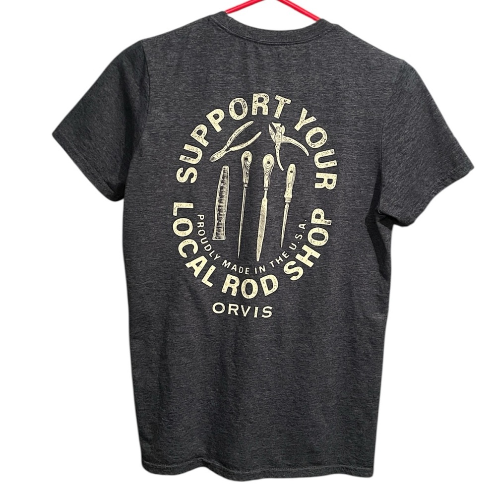 Orvis T-Shirt Support Your Local Rod Shop Grey Men’s Size Small